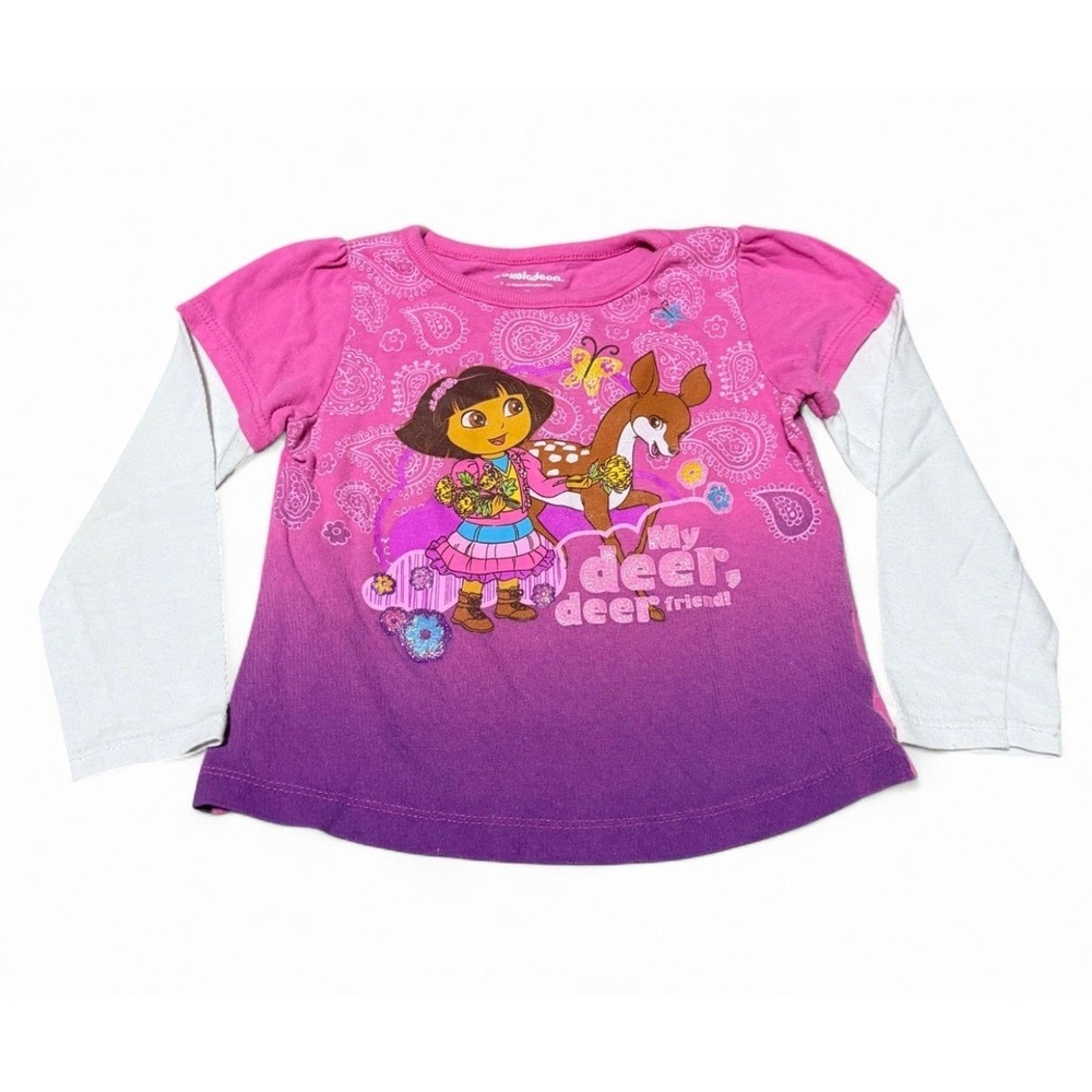 Dora the Explorer My Deer Friend Girls Shirt 3T Pink Purple Nickelodeon 2011